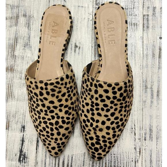 Able Local and Global Marlene Feminine Mule Flat Size 6.5M Leopard Animal Print - Picture 4 of 10